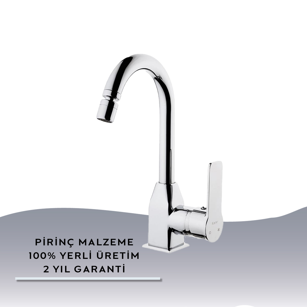 İGK YAPI – KARE KPE41002 Perla Kuğu Lavabo Bataryası