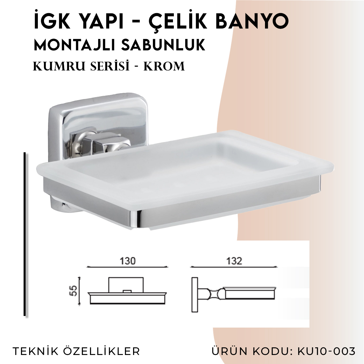 İGK YAPI - Çelik Banyo Kumru Montajlı Sabunluk (KU10-003) Thumbnail 4