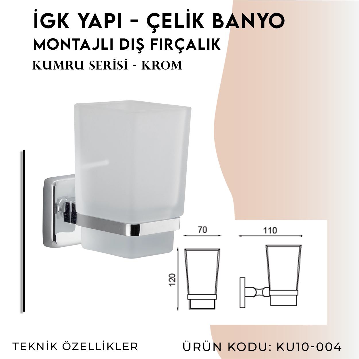 İGK YAPI - Çelik Banyo Kumru Montajlı Diş Fırçalık (KU10-004) Thumbnail 4